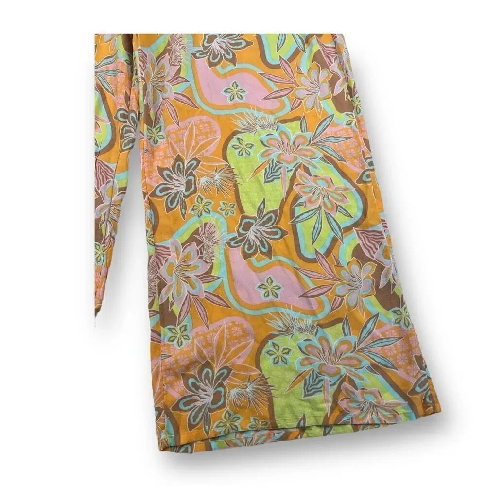 Roxy Midnight Avenue Wide Leg Lightweight Pants women’s Size XL orange floral - Picture 3 of 9